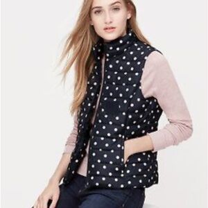 CROFT & BARROW Black & White Polka Dot Quilted Vest NWOT